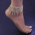 ELABEST Boho Tassels Ankle Bracelet Crystal Anklets 2Pcs Glitter Rhinestone Tennis High-heeled Foot Chain Wedding Body Jewelry Accessories for Wom...