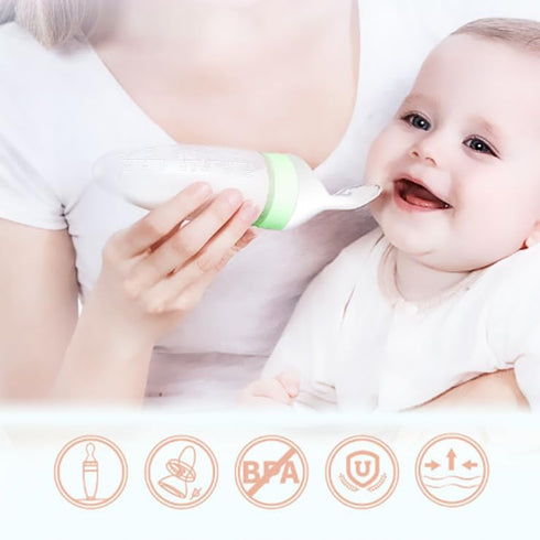 Baby Food Feeder Silicone Squeeze Feeding Spoons - Safe and Convenient Feeding Solutions for Boys, Girls, Kids, and Toddlers - White...