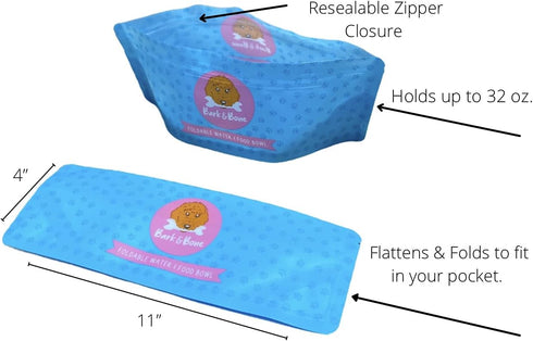 #1 Travel Dog Bowls. Collapsible Dog Bowl. The Foldable Dog Water Bowl That fits in Your Pocket. Portable & Resealable Pet Bowls by Bark & Bone Pa...