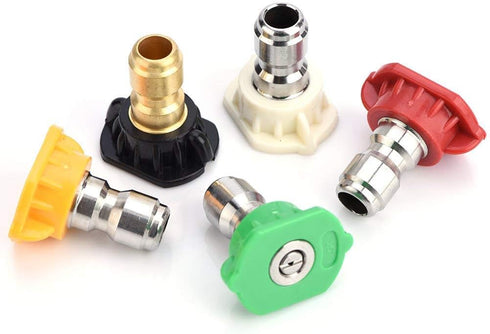 5Pcs Pressure Washer Nozzle Tips, Brass/Stainless Steel Multiple Degrees,Quick-connect to 4000 PSI High Pressure Washer Parts...