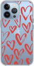 Blingy's Compatible for iPhone 13 Pro Max Case (6.7 inch), Women Girls Lovely Red Hearts Style Fashionable Art Design Transparent Soft TPU Protect...