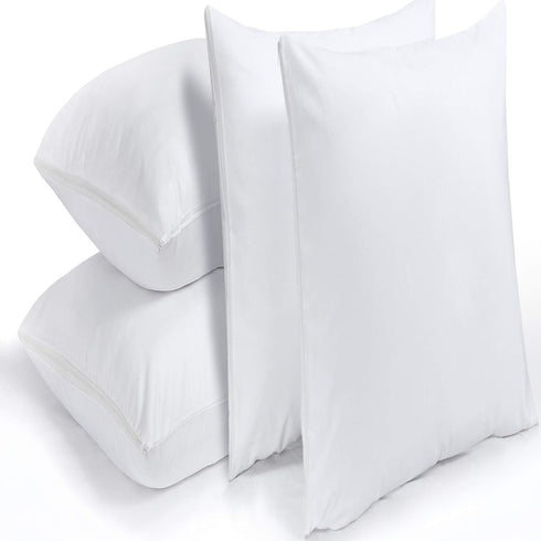 Niagara 4 Pack Pillow Protectors Standard 20x26 Inches Lab Certified Ultra Fresh Treated 100% Cotton Non Crinkle Quiet Breathable Zipper Covers Ca...
