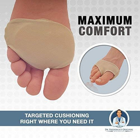 Dr. Frederick's Original Gel Pad Metatarsal Sleeves - 2 Pieces Metatarsal Pads for Forefoot Pain - Metatarsalgia, Morton's Neuroma, Plantar Warts,...