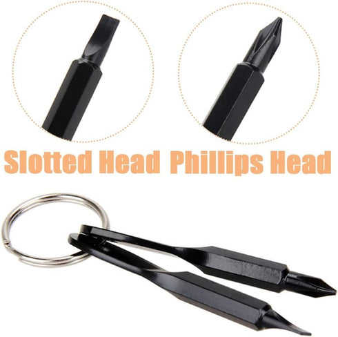 8Pcs Portable Keychain Screwdriver Set, Mini Pocket Key Chain Phillips Slotted Head Screwdriver with Key Ring, EDC Outdoors Travel Multifunction R...