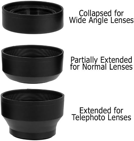 Fotodiox 3-Section Rubber Lens Hood, Sun Shade, 55mm...