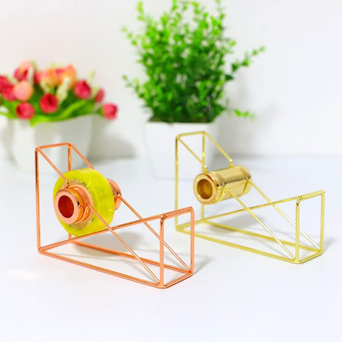 Metal Wire Tape Dispenser Desktop Tape Holder Tape Cutter for Home School Office Supplies, 1 Piece (Gold)...