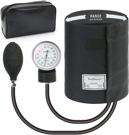 Aneroid Sphygmomanometer by LotFancy, X -Large Thigh BP Cuff(16-26in), Professional Manual Blood Pressure Monitor, Black Adult Cuff and Carrying C...