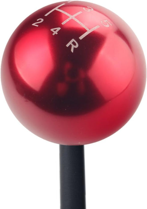 DEWHEL JDM Round Ball Billet Weighted Five-Speed 5 Speed MT Manual Gear Stick Shifter Shift Knob M10 x 1.5 Screw On for Honda Acura (Red)...