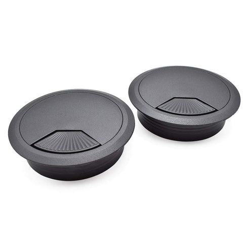 3-1/8 Inch (80mm) Black Wire Grommets and Cable Ties Kit ABS Plastic Desk Hole Cover Cord Organizer for Computer Desk Cabinet (2pcs Desk Grommets ...