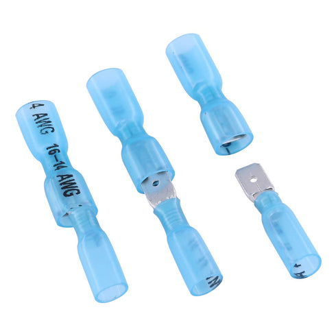 Glarks 100pcs 16-14 Gauge Fully Insulated Female/Male Spade Nylon Heat Shrink Waterproof Quick Disconnect Electrical Insulated Crimp Terminals Con...