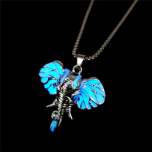 Luminous Elephant Necklace for Women Men Lucky Animal Elephant Head Pendant Necklace Elephant Gift Jewelry for Girls Glowing in the Dark...
