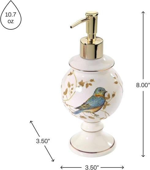 Avanti Linens - Lotion Pump/Soap Dispenser, Countertop Accessories, Nature Inspired Bathroom Decor (Gilded Birds Collection)...
