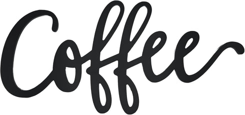 20" Slightly Distressed Black Wooden Coffee Word Sign Wall Art Decor...