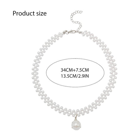 Jeairts Pearl Choker Necklace Silver Crystal Short Necklaces Row Pearl Pendant Necklace Jewelry for Women and Girls...