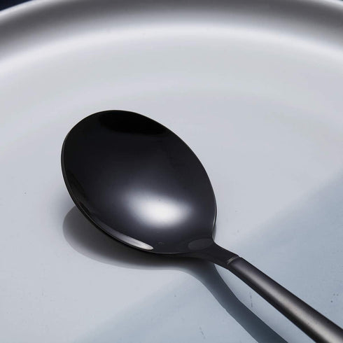 Berglander Black Dinner Spoon Set of 4, Stainless Steel with Titanium Plating...