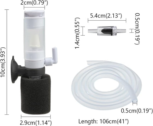 Senzeal Mini Sponge Fish Filter Quiet 3 in 1 Small Aquarium Air Pump Filter for Freshwater Saltwater Small Fish Tank with Check Valve 106cm Airlin...