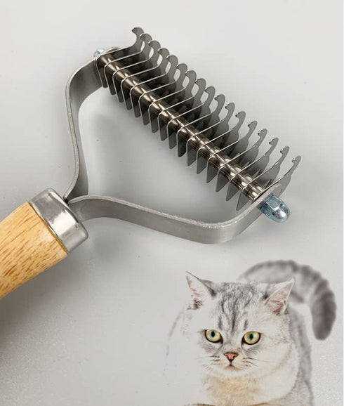 Pet Hair Removal Comb Solid Wood Metal Pet Brush Bilateral Grooming Tool Matting And Grooming Of Tangled Hairs For Cats, Large Dogs, Small Dogs...