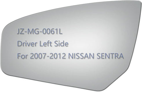 Side Mirror Glass fit for 2007 2008 2009 2010 2011 2012 Nissan Sentra Driver Left Side LH Flat, Including Adhesive (Non Towing Mirror Glass) (Non ...