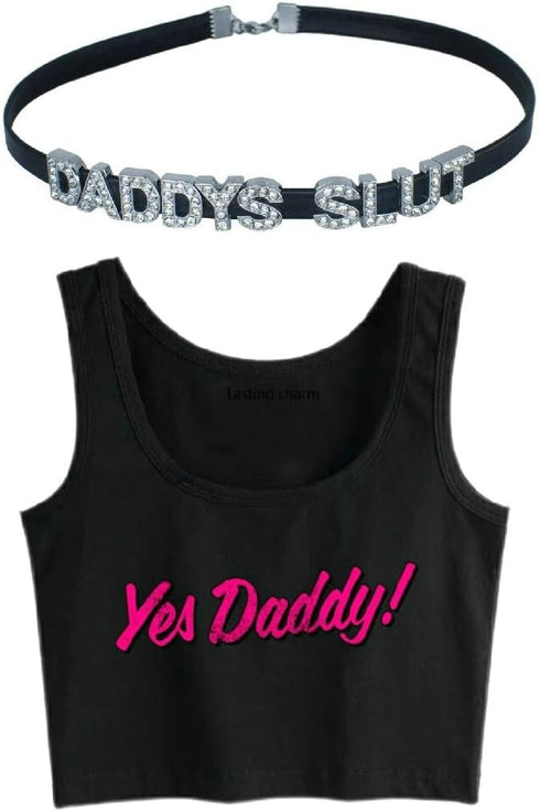 DADDY'S Choker Necklaces,Rhinestone Chokers For Women Honey Princess Hotwife,Cute Sexy Dad Collar For Girls,Letters Artifical Crystal Necklace,Fau...