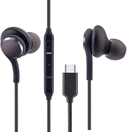 Stereo Earphones Compatible for Samsung Galaxy Note 10, Note 10+, S10, S9 Plus, Braided Cable with Mic and Volume Remote - Type-C Connector...