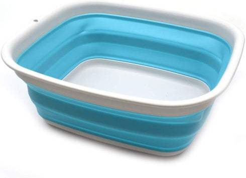 SAMMART 7.7L (2 Gallon) Collapsible Tub - Foldable Dish Tub - Portable Washing Basin - Space Saving Plastic Washtub (Bright Blue, S)...