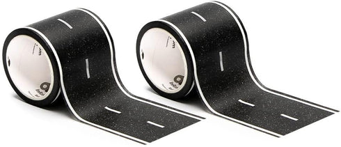 PlayTape Road Tape for Toy Cars - Sticks to Flat Surfaces, No Residue; 2-Pack of 30 ft. x 2 in. Black Road...