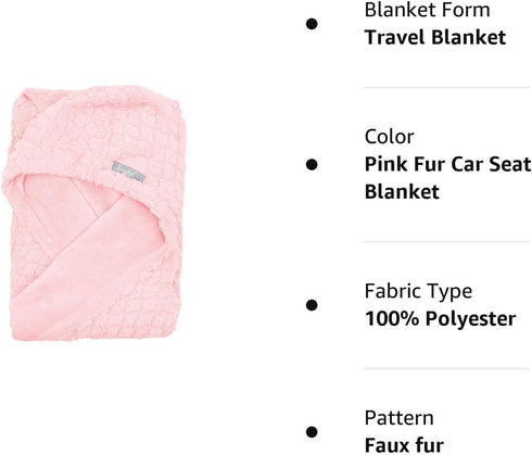EVERYDAY KIDS Pastel Pink Baby Car Seat Blanket for Baby and Toddler Girls Baby Bunting Swaddle Wrap Blanket for Interior Car Seat; Cover Baby and...