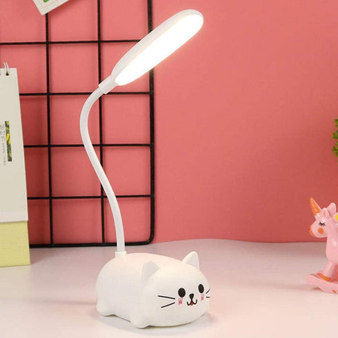 Kids Lamp, LED Desk Lamp for Kids, Cute Cat Lamp Kawaii Desk Accessories, Flexible Gooseneck Eye-Care Cartoons Small Desk Lamp Girls Gifts (White)...