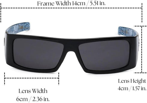 Locs Mens Hardcore Gafas De Sol Fashion Wrap Around Sunglasses with Bandana Print Inside - Free Microfiber Bag - Several Colors Available! (Black ...