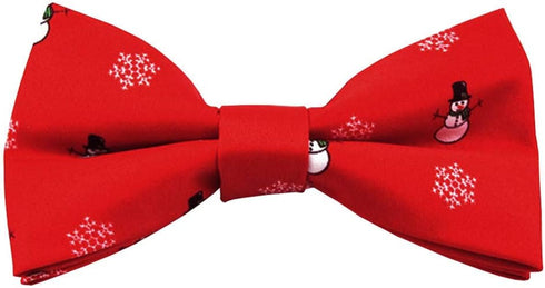 Jacob Alexander Men's Red Frosty The Snowman Snowflakes Pre-Tied Clip-On Bow Tie...