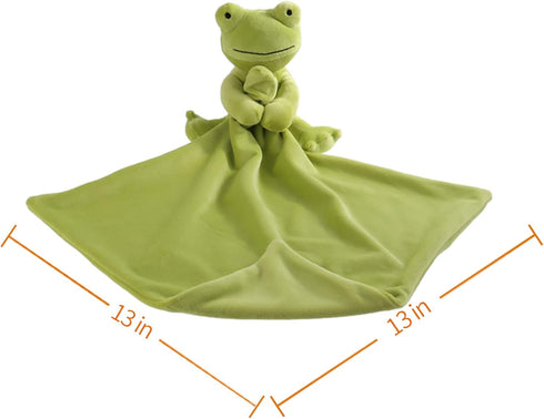 Apricot Lamb Stuffed Animals Security Blanket Green Frog Infant Nursery Character Blanket Luxury Snuggler Plush(Green Frog, 13 Inches)...