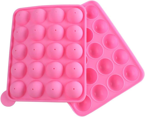 20 Cavity Silicone Pink Lolly Pop Party Cupcake Baking Mold Cake Pop Stick Mold Tray...