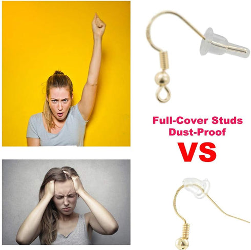 Clear Silicone Earring Backs - 150 Pcs / 75 Pairs Hypoallergenic Secure Push-Back Earring Stoppers for Stud Earrings, 10x6mm Full-Cover Studs Dust...