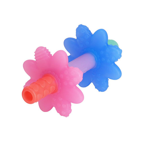 Itzy Ritzy Teensy Tube Teether; Textured Hollow Baby Teething Tube That Reaches Front Teeth & Back Molars, Made of Soft Silicone (Pink Rainbow)...