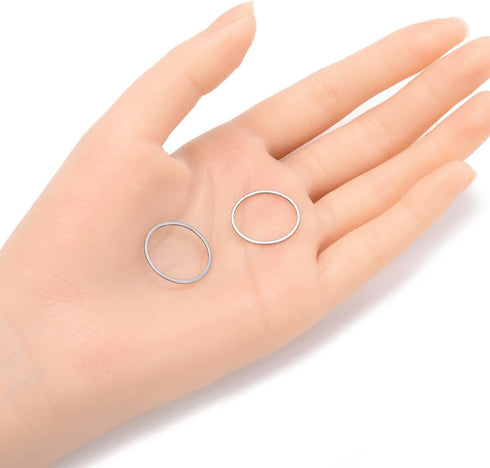 50pcs Adabele 304 Grade Surgical Stainless Steel Hypoallergenic Round Circle Beading Hoop Link Jewelry Findings 20mm Geometric Connector Open Back...
