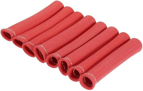 Spark Plug Wire Heat Shield & Sleeve - 2500 High Temp Heat Tape Protection - 8 Pack (Red)...