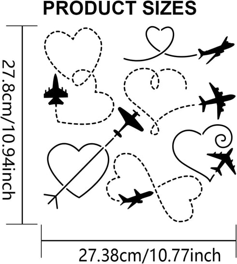 6 Styles Airplane Love Track Stencil 11.8×11.8inch Airplane Stencil Template with Paint Brush Aircraft Flight Trajectory Drawing Template for Vale...