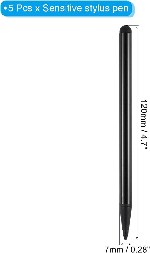 MECCANIXITY 5pcs 2 in 1 Phone Touch Screen Pen Resistive Stylus Pen Aluminum Alloy with Resistance Capacitive Tips Universal, Black......