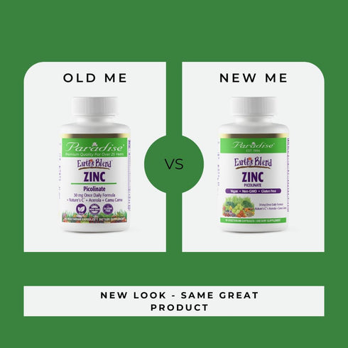 Paradise Herbs Zinc Supplements with Picolinate and Natures C, for Immune Support, Super Potent, Ultra Pure, Gluten Free, Non-GMO, Vegan, 30 mg, 9...