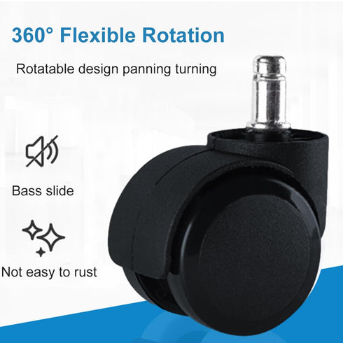 5pcs Chair Wheel, Office Chair Wheel Smooth Heavy Duty Universal Dual Caster Gaming Plastic(Black)...