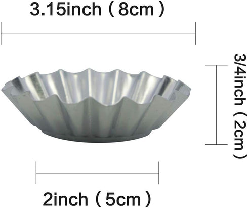 MYStar 3.15" (8 cm) Fluted Design Round Shape Non-stick Aluminum Tart Mold, Mini Pie Tin, Tartlet Pan, set of 20...