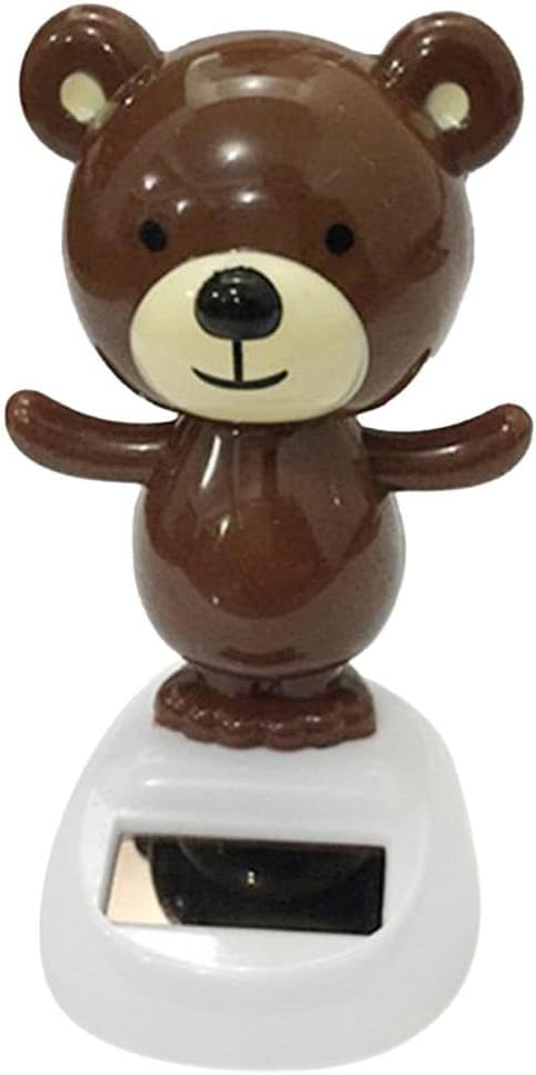 1Pc Brown Solar Dancing Bear Toy Solar Powered Dancing Figurine Car Dashboard Decor, Bobbling Head Bear Toys Shaking Head Dolls Solar Power Kits L...
