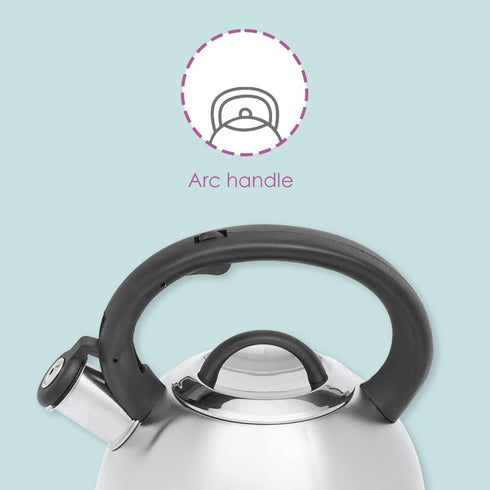 Home Basics Easy Grip 2.5 Lt Stainless Steel Tea Kettle, Silver...
