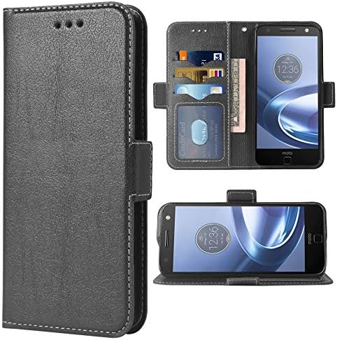 Phone Case for Moto Z Force Folio Flip Wallet Case,PU Leather Credit Card Holder Slots Full Body Protection Kickstand Hard Hybrid Protective Phone...