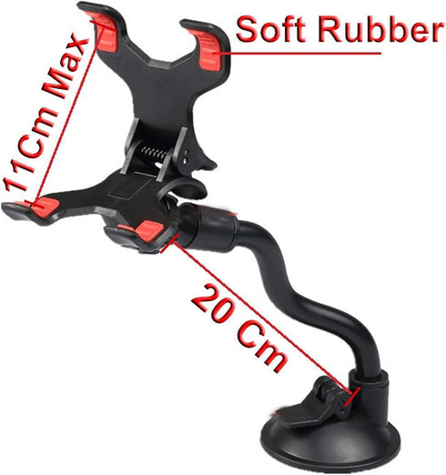 8" Flexible Gooseneck Suction Cup Cellphone Holder with Extra 3M Adhesive Mounting Disk, Double Clip Mount for Multi-Purpose Use with Phones, GPS,...