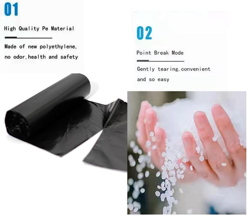 3.2 Gallon Trash Bags, 150 Count Small Trash Can Liners with Cable Ties for Bathroom or Livingroom, Black 3 Gallon Thickly Garbage Bags...