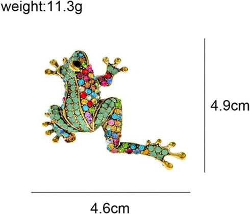 Rhinestone Frog Brooch Vivid Animal Pin Full Glasses Design Alloy Material Green Color Women And Men Jewelry...
