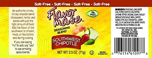 Flavor Mate No Salt Seasoning Blend - Variety Pack - Original,Garlic and Herb,Southwest Chipotle,Lemon & Pepper, Table Blend - 2.5 oz-Kosher...