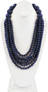 RIAH FASHION Multi Beaded Bubble Statement Necklace - Round Ball Chunky Drape Bib Collar Marbled, 7 Layer Long...