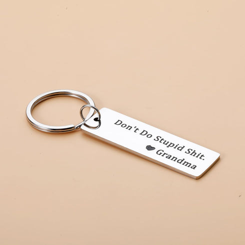 KINMES Dont Do Stupid ShitKeychain for Teen Boys Girls Granddaughter Grandson, Granddaughter Grandson Gifts from Grandma,Don't Do Stupid Sht Love ...